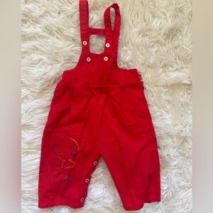 Vintage 1960s Red toddler Kids Overalls